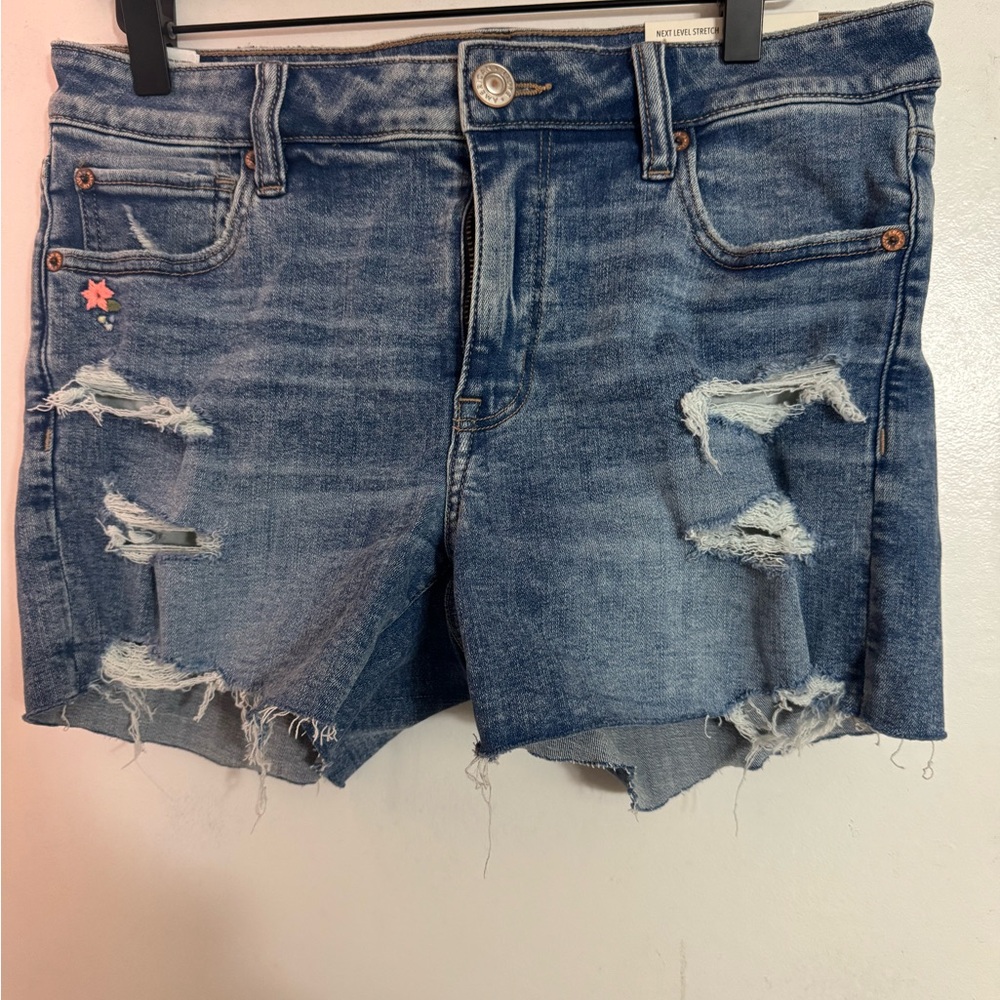 American Eagle Outfitters Distressed Blue Denim Jean Shorts